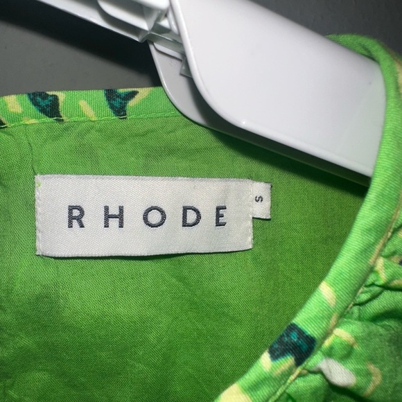RHODE Lime Green Patterned Blouse Small - Picture 5 of 9
